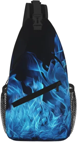 Blue Flame Sling Bag For Women Men Travel Hiking Backpack Crossbody Shoulder Chest Bags Casual Daypack