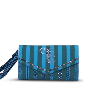 Blue Green Striped etc Envelope Clutch