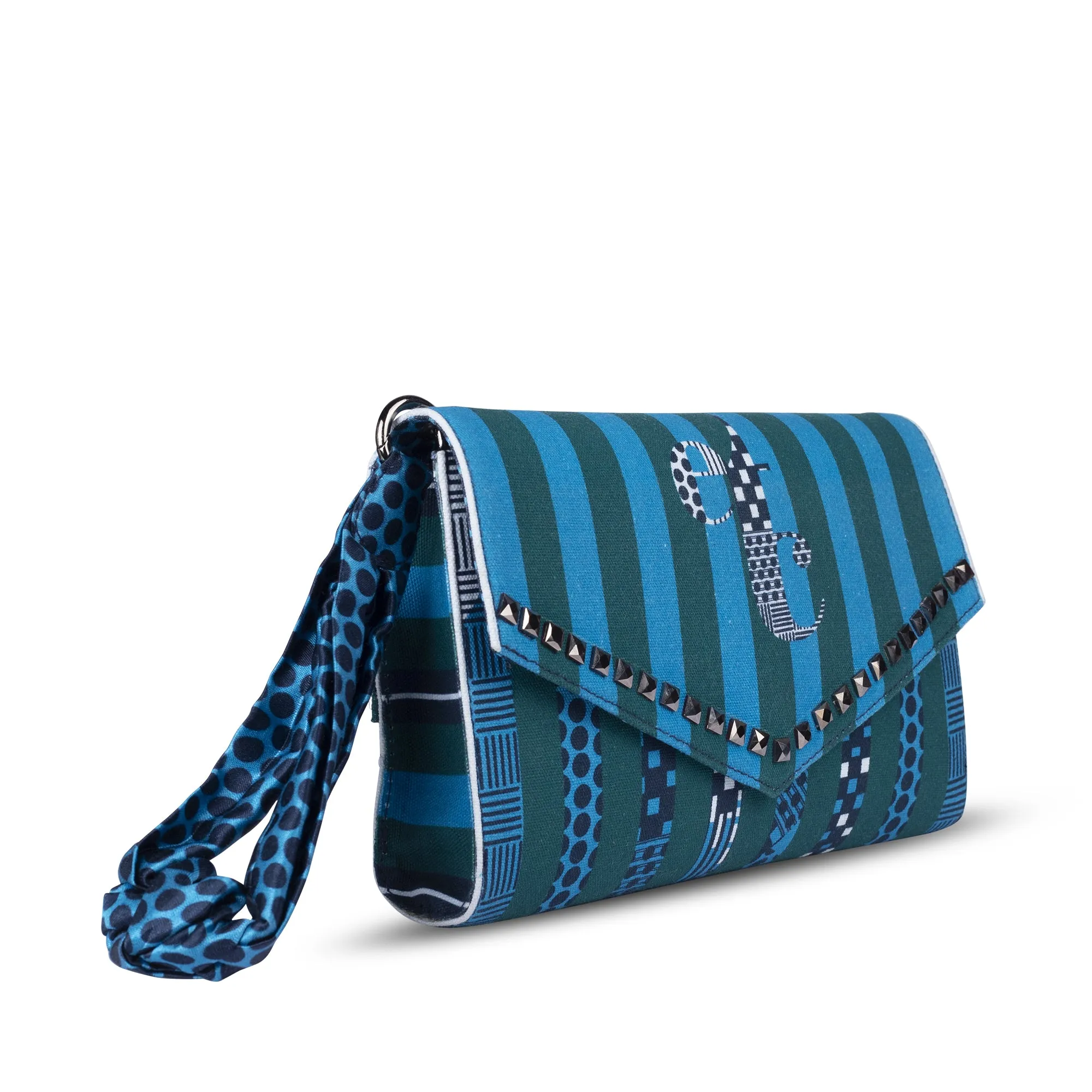 Blue Green Striped etc Envelope Clutch