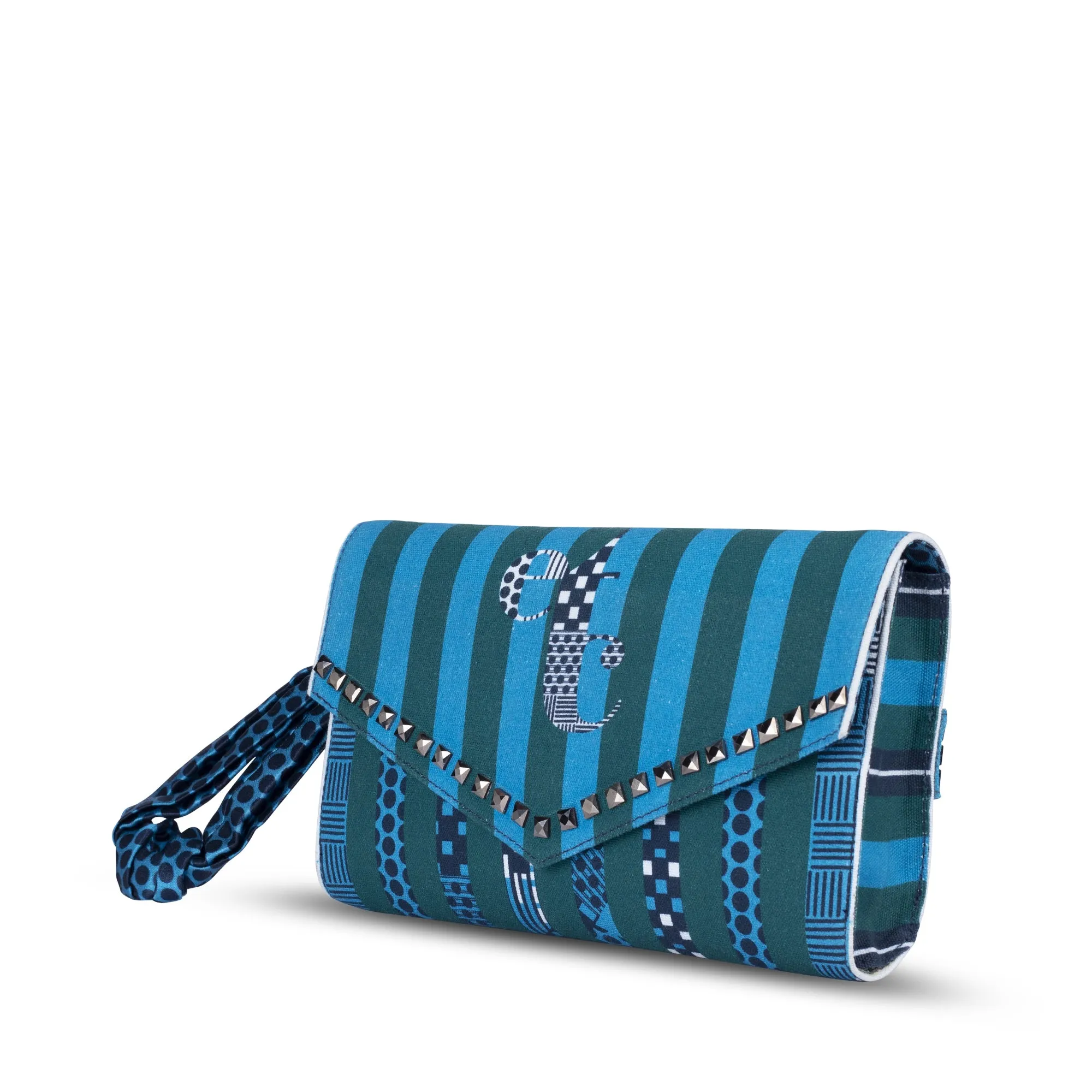 Blue Green Striped etc Envelope Clutch