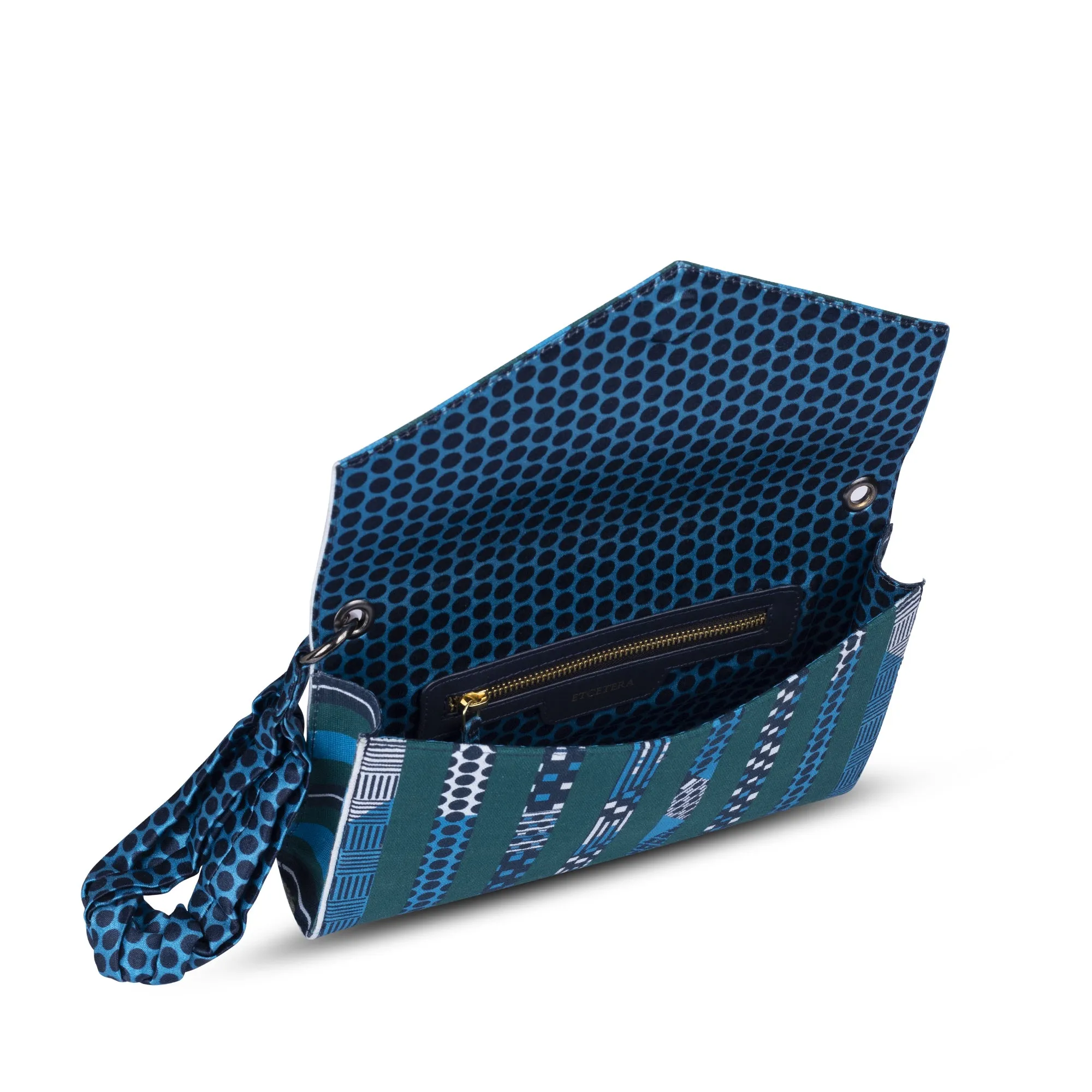 Blue Green Striped etc Envelope Clutch
