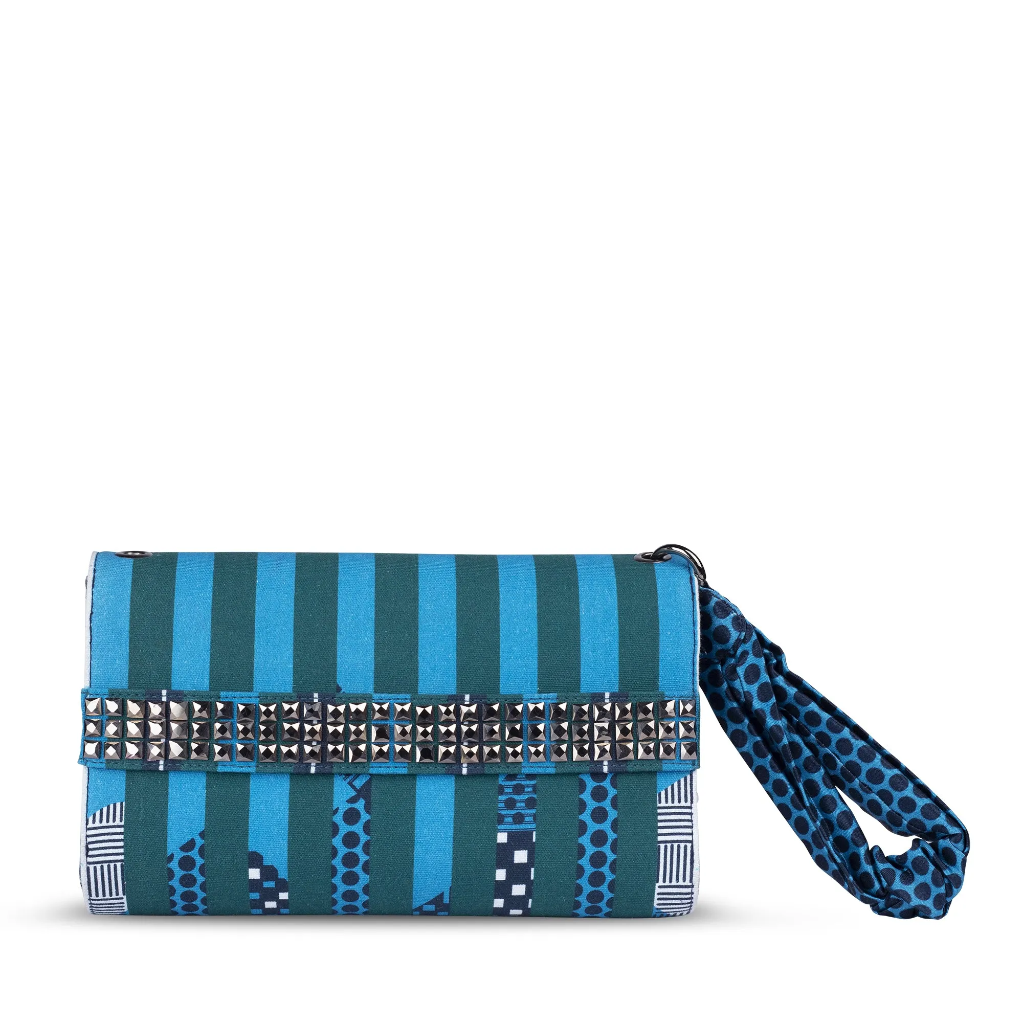 Blue Green Striped etc Envelope Clutch