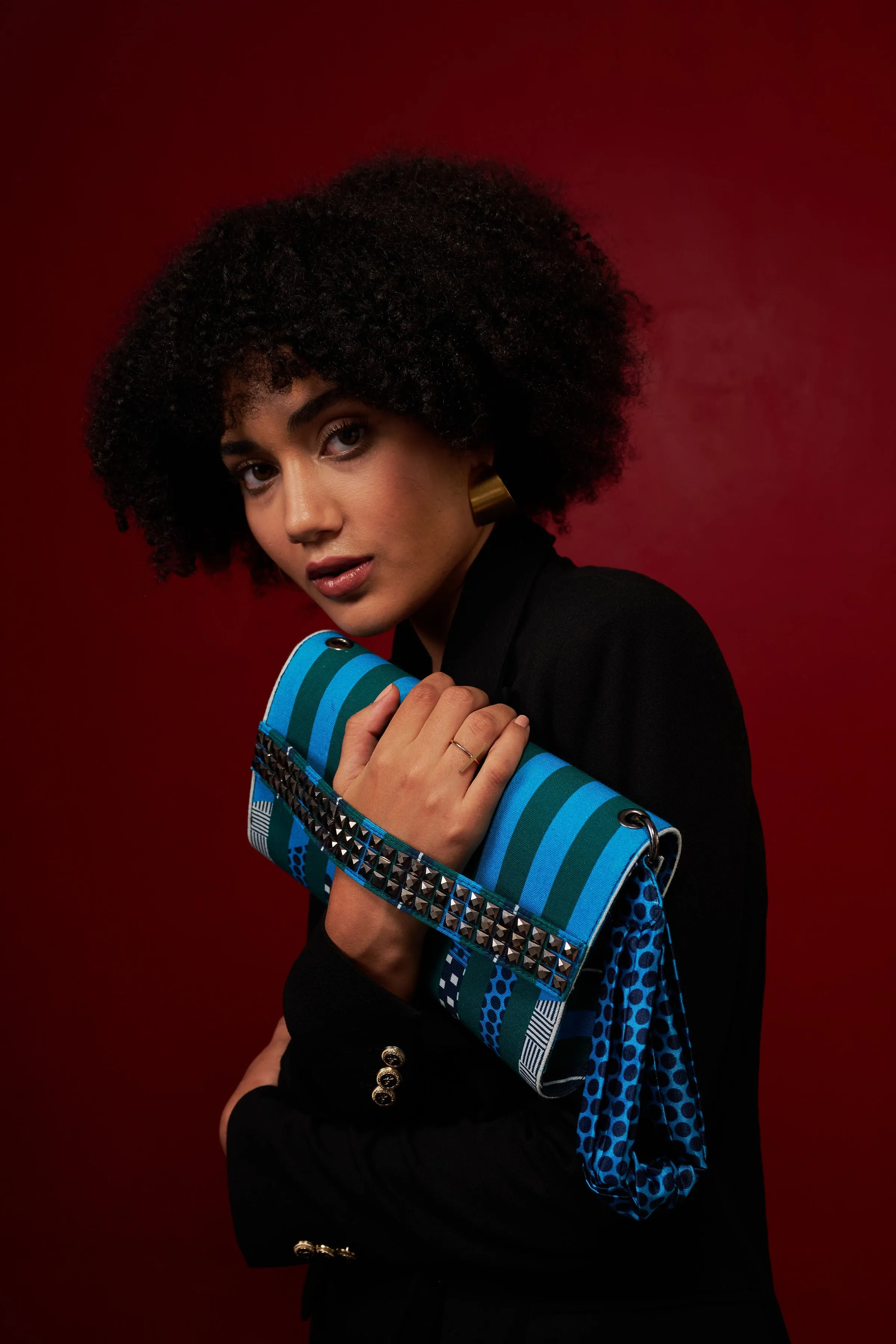 Blue Green Striped etc Envelope Clutch