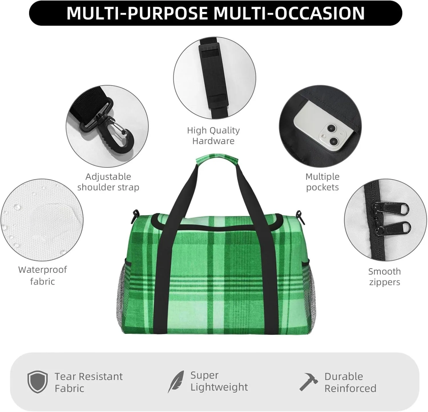 Blue White Thin Line Travel Duffel Bag Large Foldable Waterproof Overnight Bag For Beach Swim Bags Pool Sports Gym