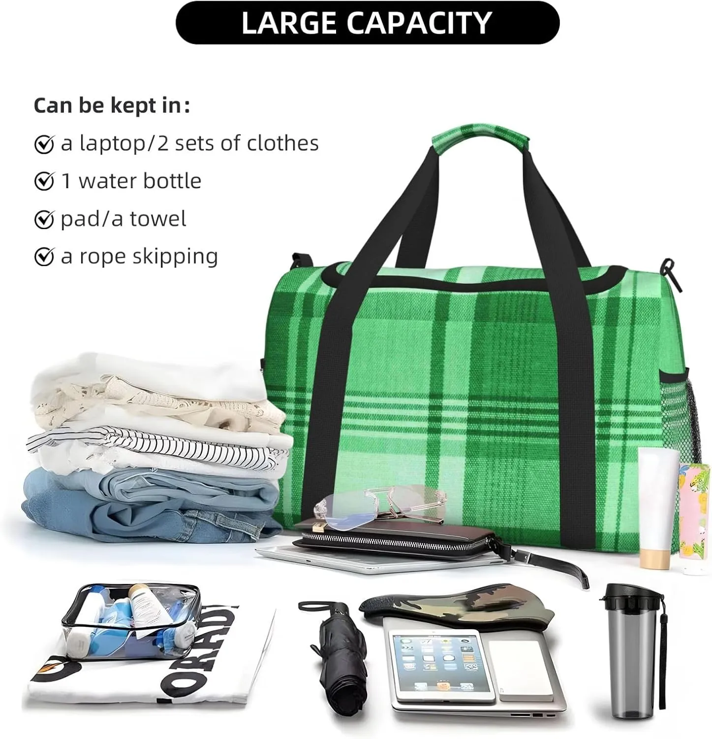 Blue White Thin Line Travel Duffel Bag Large Foldable Waterproof Overnight Bag For Beach Swim Bags Pool Sports Gym
