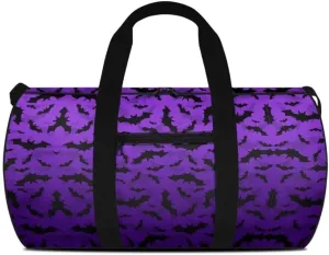 Boatee Bat Gym Bag for Women Travel Bag Large Luggage Bag Portable Weekender Hand Bag Foldie Travel Bag Expandable Halloween Duffle Hand Bag with Inner Pocket Handle Bags for Camp Sport Purple