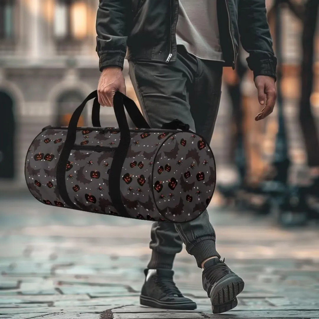 Boatee Bat Luggage Bag for Women Duffle Bag Pumpkin Duffel Bag Multifunctional Shoulder Hand Bag Casual Handle Bags Portable Travel Makeup Handbag for Camping Hiking Halloween Holdall Bag Black