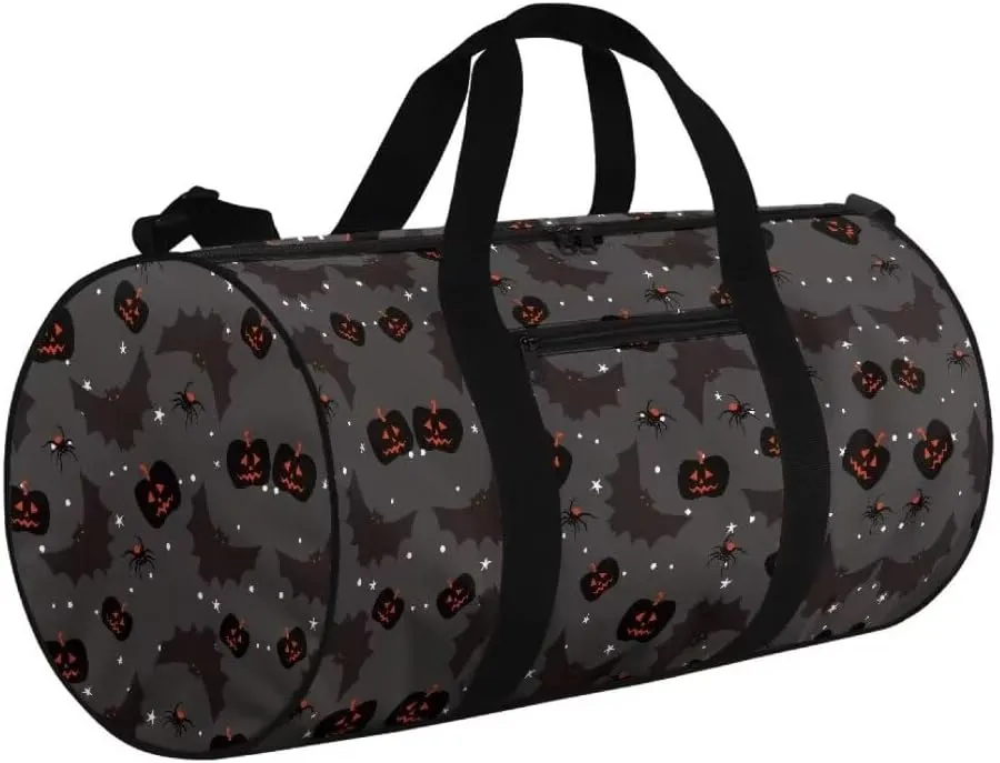 Boatee Bat Luggage Bag for Women Duffle Bag Pumpkin Duffel Bag Multifunctional Shoulder Hand Bag Casual Handle Bags Portable Travel Makeup Handbag for Camping Hiking Halloween Holdall Bag Black