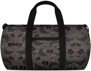 Boatee Bat Luggage Bag for Women Duffle Bag Pumpkin Duffel Bag Multifunctional Shoulder Hand Bag Casual Handle Bags Portable Travel Makeup Handbag for Camping Hiking Halloween Holdall Bag Black