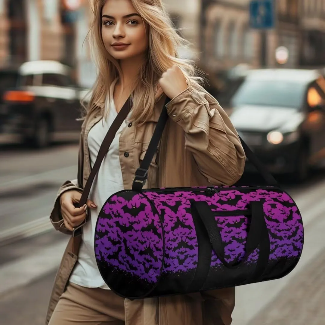 Boatee Bat Womens Travel Bag Large Capacity Duffel Bag Casual Gym Bag Stylish Luggage Bags with Adjustable Strap Portable Handbag Halloween Holdall Purse Weekender Bag for Airplane Purple