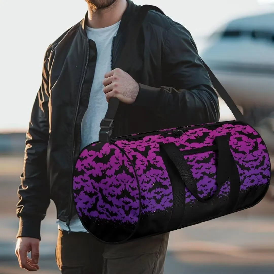 Boatee Bat Womens Travel Bag Large Capacity Duffel Bag Casual Gym Bag Stylish Luggage Bags with Adjustable Strap Portable Handbag Halloween Holdall Purse Weekender Bag for Airplane Purple
