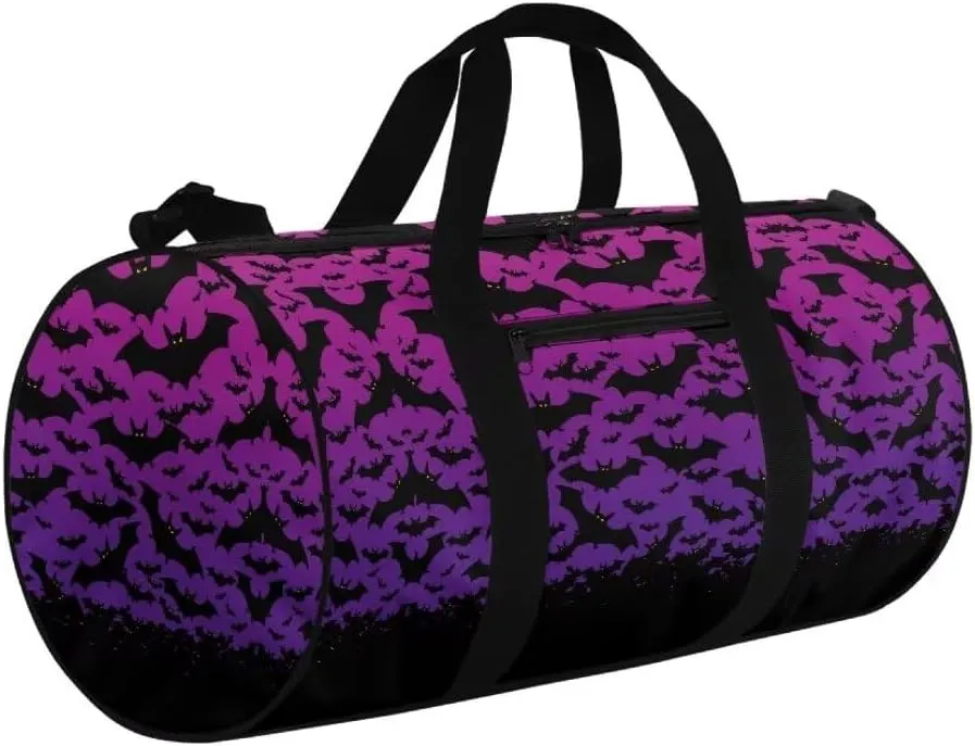 Boatee Bat Womens Travel Bag Large Capacity Duffel Bag Casual Gym Bag Stylish Luggage Bags with Adjustable Strap Portable Handbag Halloween Holdall Purse Weekender Bag for Airplane Purple