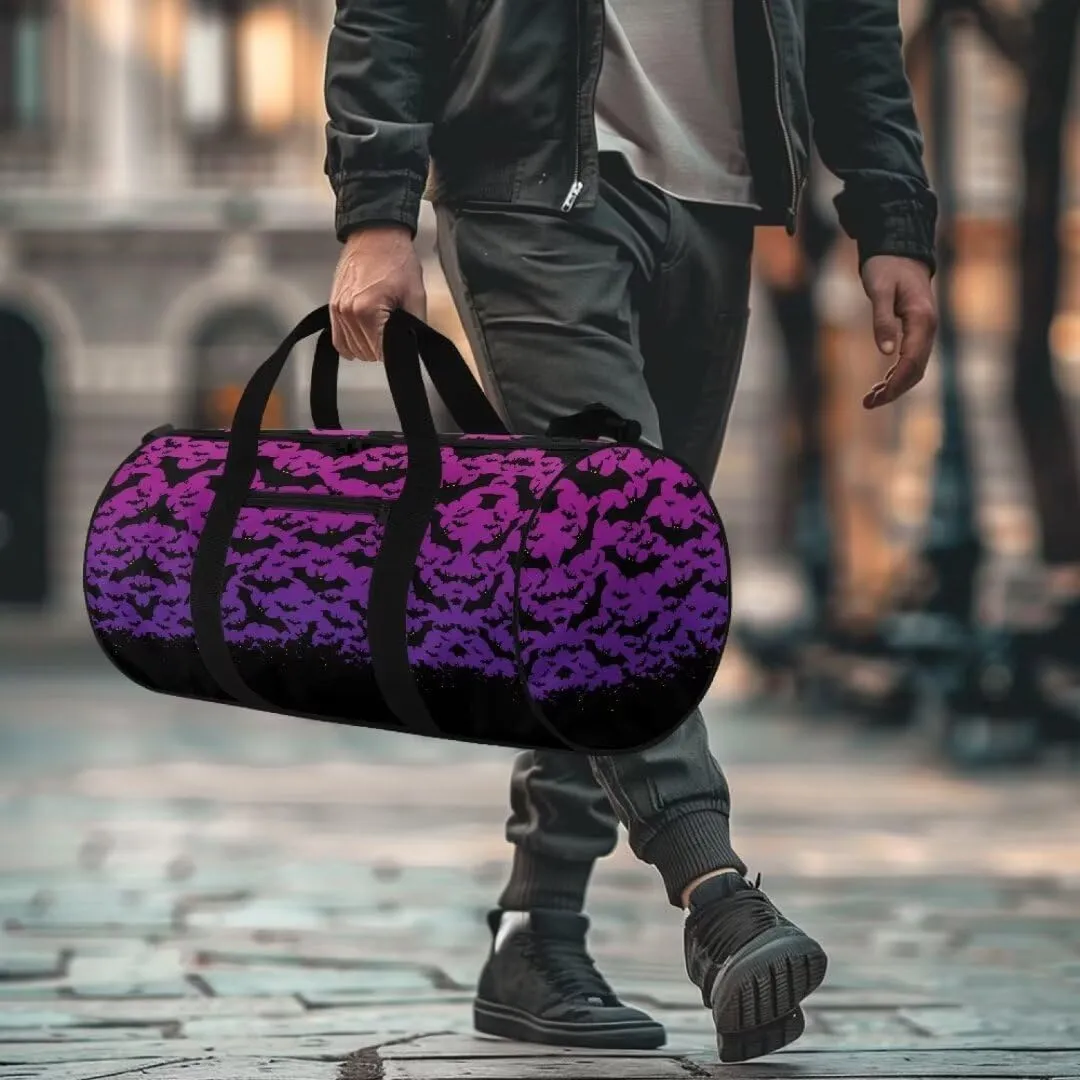 Boatee Bat Womens Travel Bag Large Capacity Duffel Bag Casual Gym Bag Stylish Luggage Bags with Adjustable Strap Portable Handbag Halloween Holdall Purse Weekender Bag for Airplane Purple