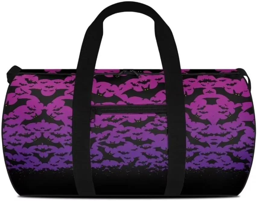Boatee Bat Womens Travel Bag Large Capacity Duffel Bag Casual Gym Bag Stylish Luggage Bags with Adjustable Strap Portable Handbag Halloween Holdall Purse Weekender Bag for Airplane Purple