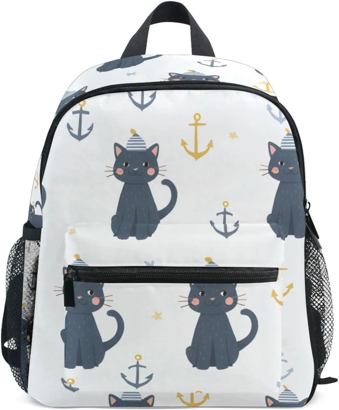 Bolaz Upgraded Backpack for School Teenagers Girls Boys-Anchor Cat Pattern,Travel Bag with Chest Buckle and Whistle