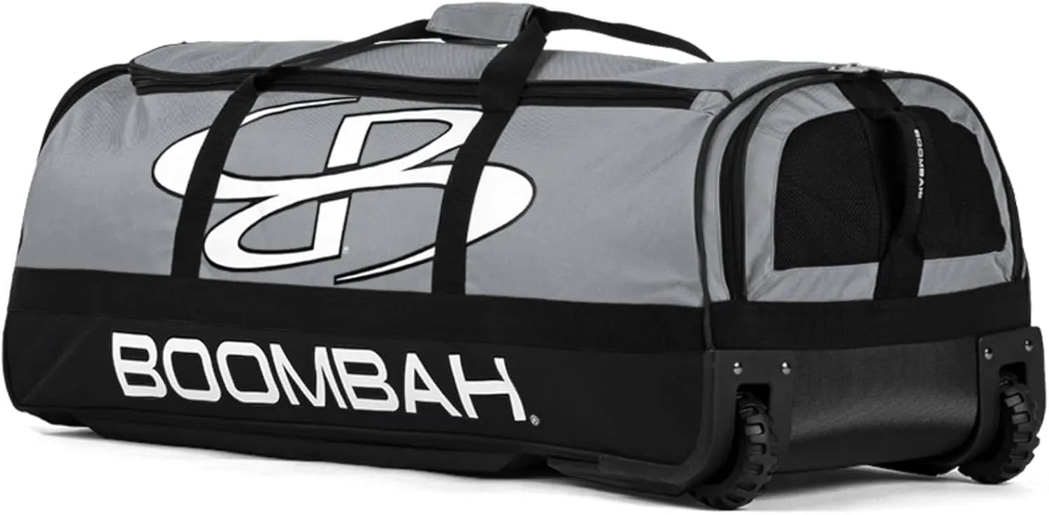 Boombah Brute Rolling Bat Bag - 35" x 15" x 12-1/2" - Multiple Color Options - Holds 4 Bats and Room for Gear - Wheeled Bag