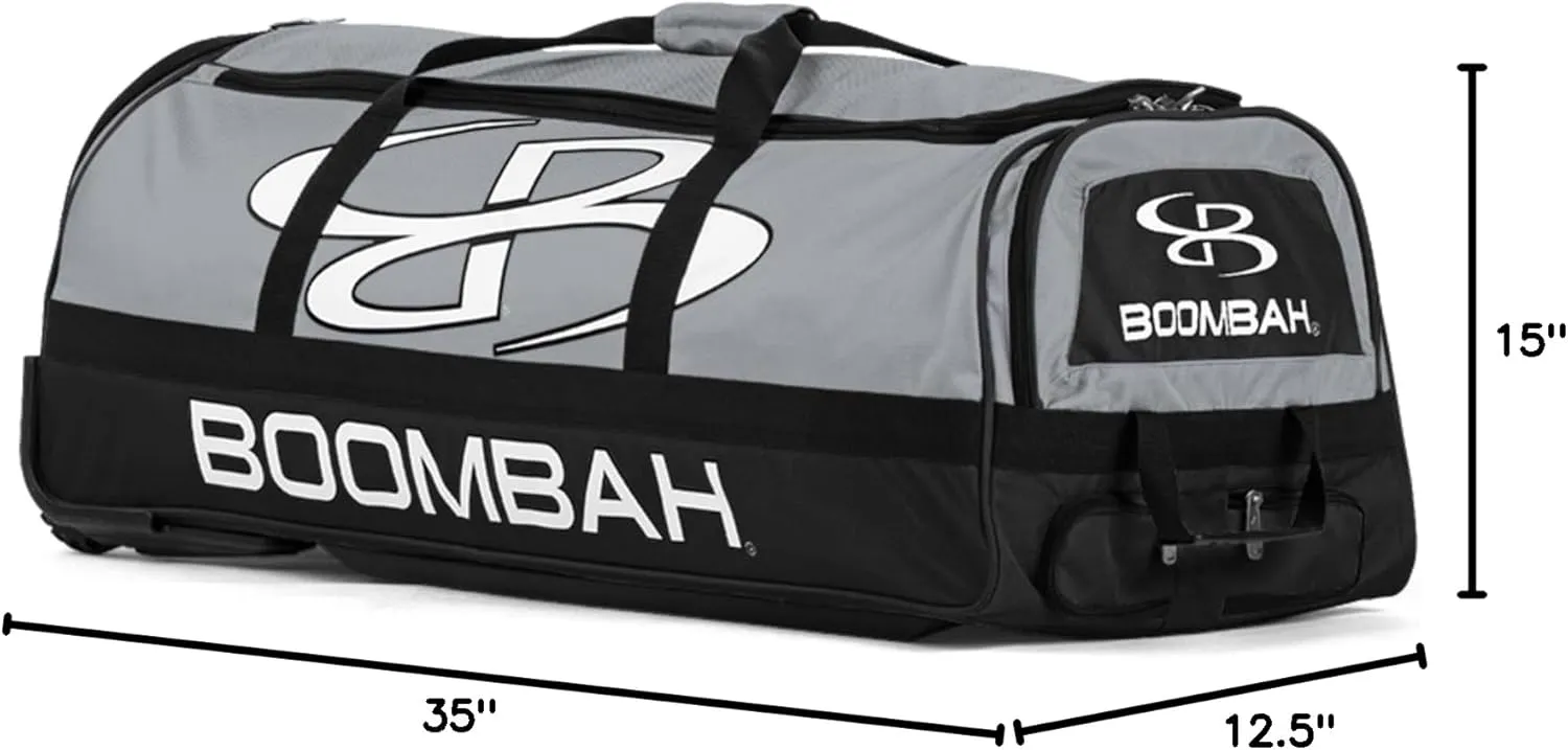 Boombah Brute Rolling Bat Bag - 35" x 15" x 12-1/2" - Multiple Color Options - Holds 4 Bats and Room for Gear - Wheeled Bag