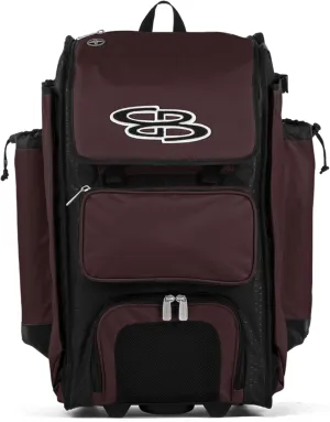Boombah Rolling Catcher's Superpack Baseball/Softball Gear Bag - 23-1/2" x 13-1/2" x 9-1/2" - Multiple Colors - Telescopic Handle and Holds 4 Bats - Wheeled Version