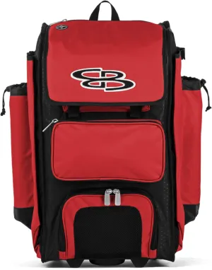 Boombah Rolling Catcher's Superpack Baseball/Softball Gear Bag - 23-1/2" x 13-1/2" x 9-1/2" - Multiple Colors - Telescopic Handle and Holds 4 Bats - Wheeled Version