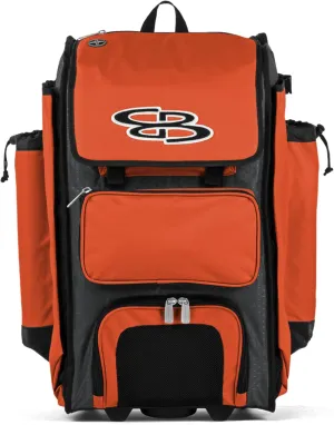 Boombah Rolling Catcher's Superpack Baseball/Softball Gear Bag - 23-1/2" x 13-1/2" x 9-1/2" - Multiple Colors - Telescopic Handle and Holds 4 Bats - Wheeled Version