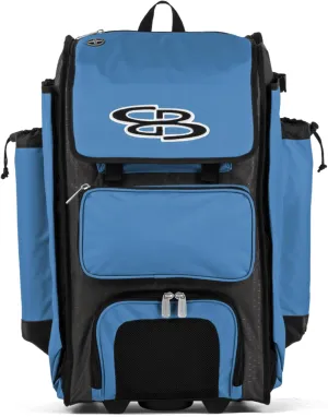 Boombah Rolling Catcher's Superpack Baseball/Softball Gear Bag - 23-1/2" x 13-1/2" x 9-1/2" - Multiple Colors - Telescopic Handle and Holds 4 Bats - Wheeled Version