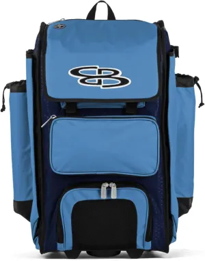 Boombah Rolling Catcher's Superpack Baseball/Softball Gear Bag - 23-1/2" x 13-1/2" x 9-1/2" - Multiple Colors - Telescopic Handle and Holds 4 Bats - Wheeled Version
