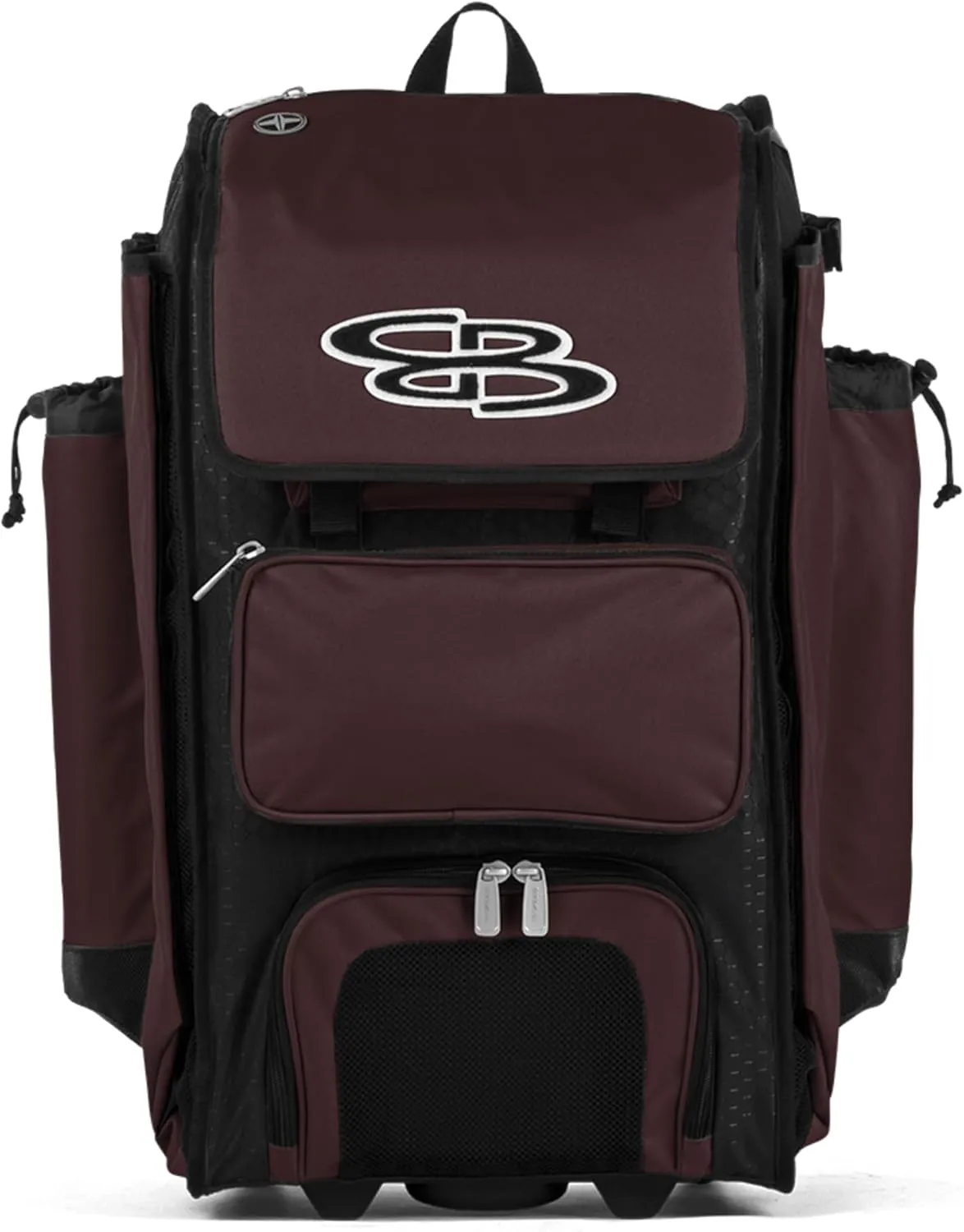 Boombah Rolling Catcher's Superpack Baseball/Softball Gear Bag - 23-1/2" x 13-1/2" x 9-1/2" - Multiple Colors - Telescopic Handle and Holds 4 Bats - Wheeled Version