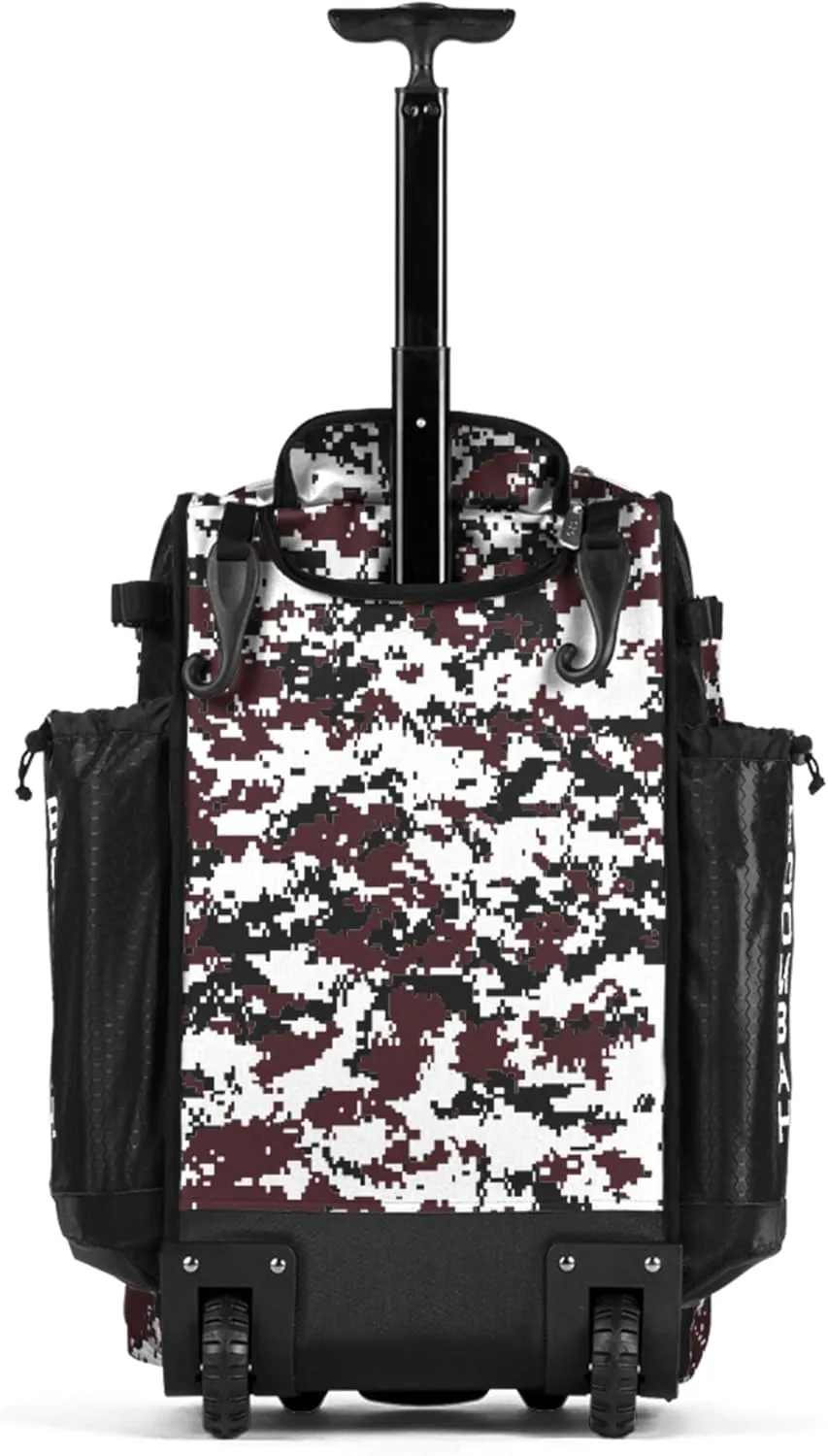 Boombah Rolling Catchers Superpack Baseball/Softball Gear Bag Digital Camo - 23-1/2" x 13-1/2" x 9-1/2" - Multiple Colors - Telescopic Handle and Holds 4 Bats - Wheeled Version