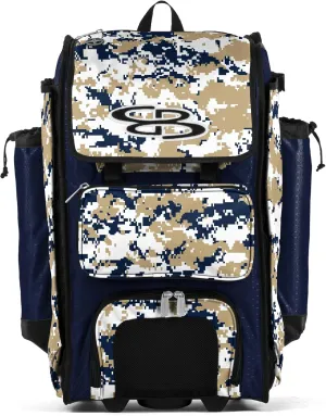 Boombah Rolling Catchers Superpack Baseball/Softball Gear Bag Digital Camo - 23-1/2" x 13-1/2" x 9-1/2" - Multiple Colors - Telescopic Handle and Holds 4 Bats - Wheeled Version