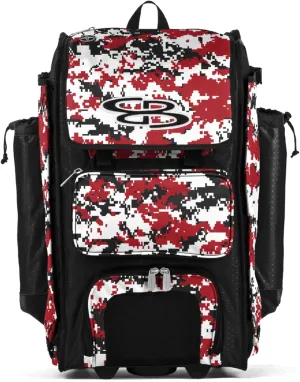 Boombah Rolling Catchers Superpack Baseball/Softball Gear Bag Digital Camo - 23-1/2" x 13-1/2" x 9-1/2" - Multiple Colors - Telescopic Handle and Holds 4 Bats - Wheeled Version