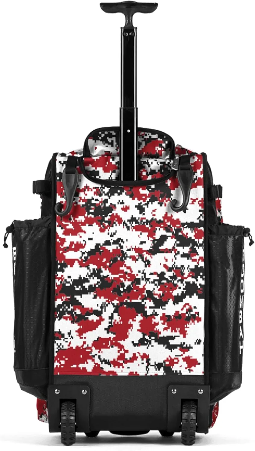 Boombah Rolling Catchers Superpack Baseball/Softball Gear Bag Digital Camo - 23-1/2" x 13-1/2" x 9-1/2" - Multiple Colors - Telescopic Handle and Holds 4 Bats - Wheeled Version