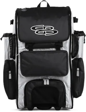 Boombah Rolling Superpack Baseball/Softball Gear Bag - 23-1/2" x 13-1/2" x 9-1/2" - Multiple Colors - Telescopic Handle and Holds 4 Bats - Wheeled Version