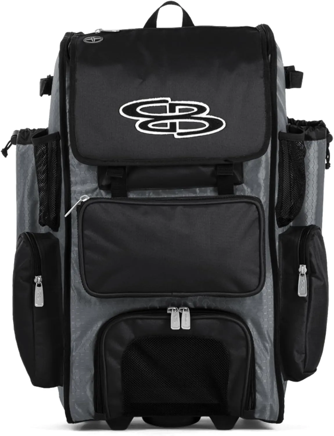 Boombah Rolling Superpack Baseball/Softball Gear Bag - 23-1/2" x 13-1/2" x 9-1/2" - Multiple Colors - Telescopic Handle and Holds 4 Bats - Wheeled Version