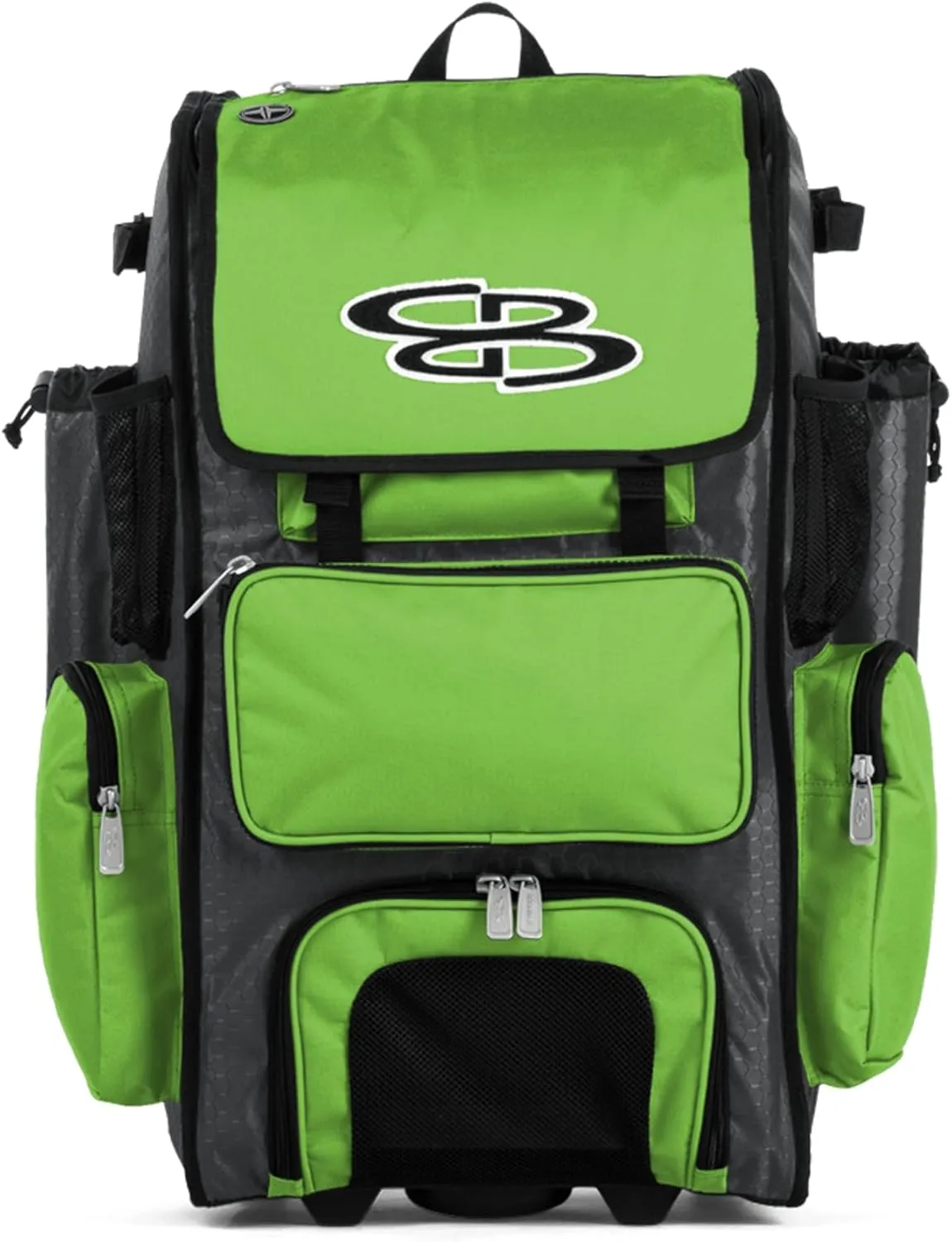Boombah Rolling Superpack Baseball/Softball Gear Bag - 23-1/2" x 13-1/2" x 9-1/2" - Multiple Colors - Telescopic Handle and Holds 4 Bats - Wheeled Version