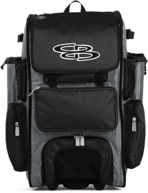Boombah Rolling Superpack Baseball/Softball Gear Bag - 23-1/2" x 13-1/2" x 9-1/2" - Multiple Colors - Telescopic Handle and Holds 4 Bats - Wheeled Version
