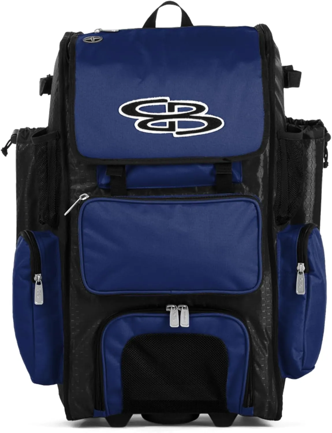 Boombah Rolling Superpack Baseball/Softball Gear Bag - 23-1/2" x 13-1/2" x 9-1/2" - Multiple Colors - Telescopic Handle and Holds 4 Bats - Wheeled Version