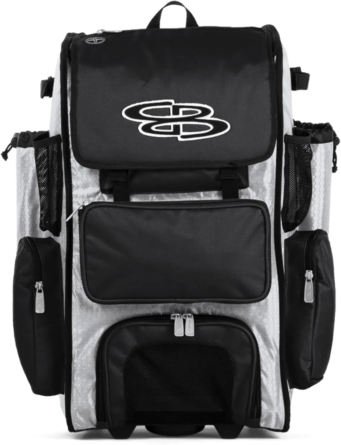 Boombah Rolling Superpack Baseball/Softball Gear Bag - 23-1/2" x 13-1/2" x 9-1/2" - Multiple Colors - Telescopic Handle and Holds 4 Bats - Wheeled Version