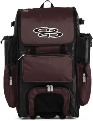 Boombah Rolling Superpack Baseball/Softball Gear Bag - 23-1/2" x 13-1/2" x 9-1/2" - Multiple Colors - Telescopic Handle and Holds 4 Bats - Wheeled Version