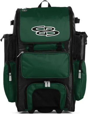 Boombah Rolling Superpack Baseball/Softball Gear Bag - 23-1/2" x 13-1/2" x 9-1/2" - Multiple Colors - Telescopic Handle and Holds 4 Bats - Wheeled Version
