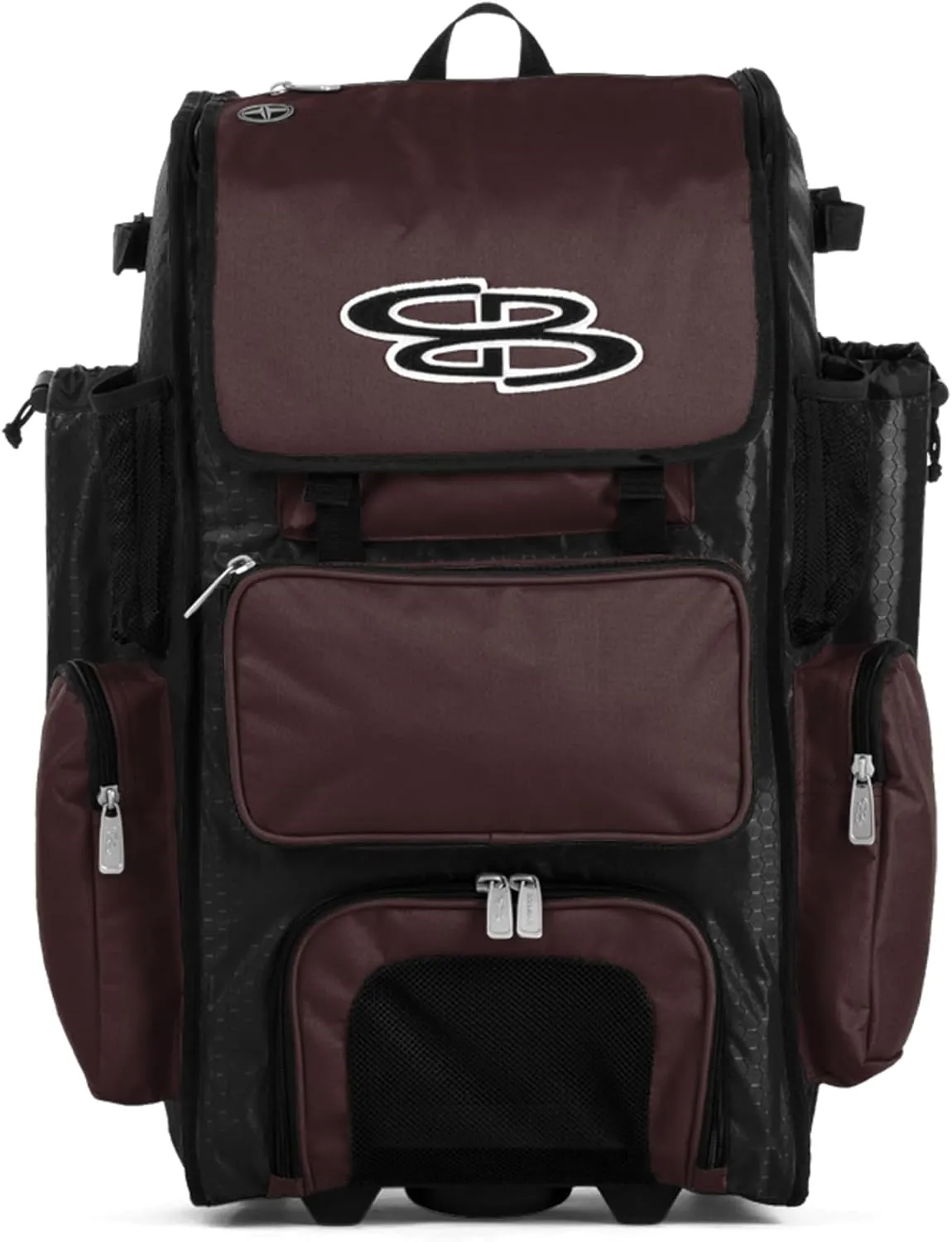 Boombah Rolling Superpack Baseball/Softball Gear Bag - 23-1/2" x 13-1/2" x 9-1/2" - Multiple Colors - Telescopic Handle and Holds 4 Bats - Wheeled Version