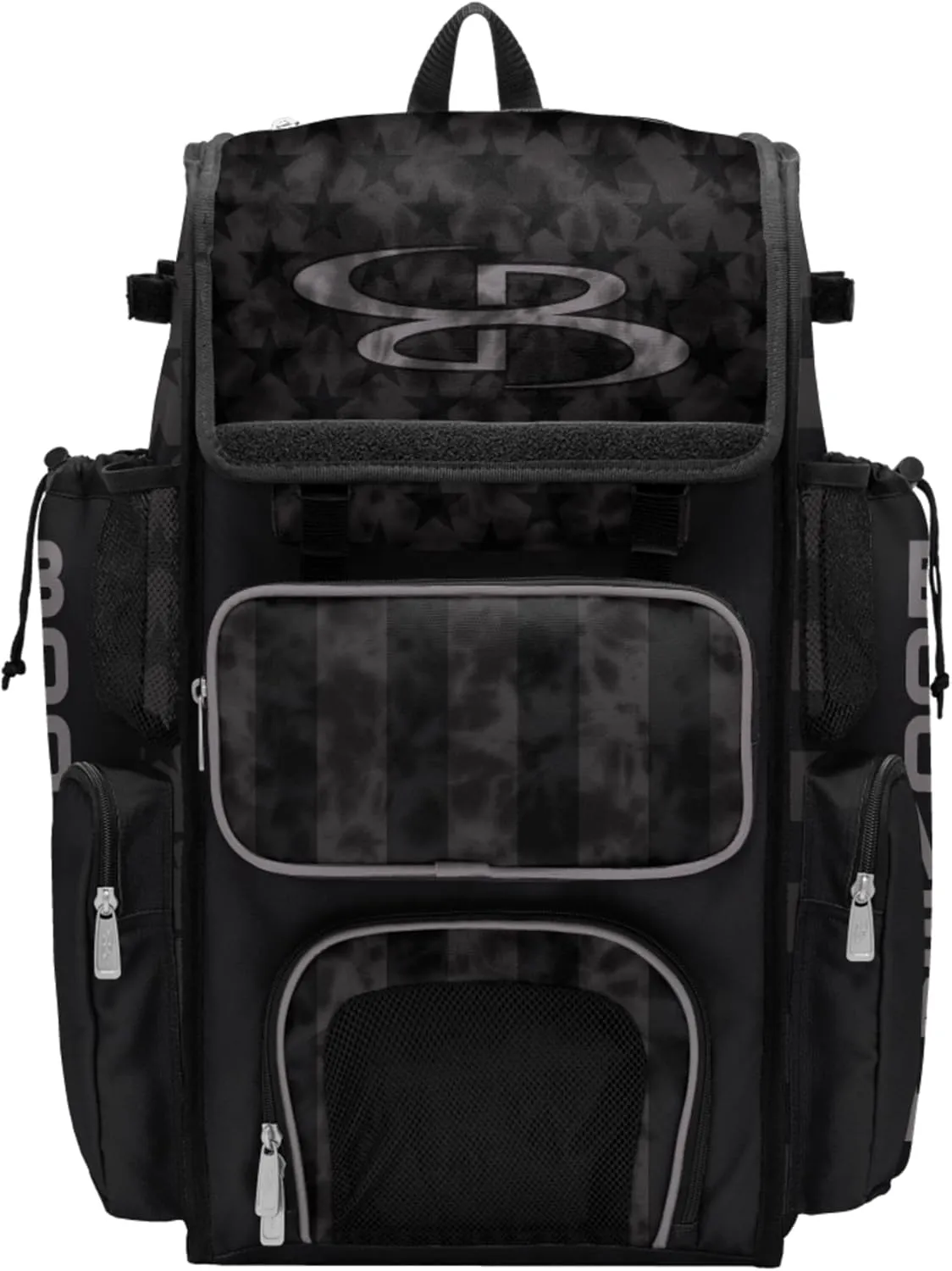 Boombah Superpack Bat Bag - Backpack Version (no wheels) - Holds 4 Bats - USA Defend Black/Steel