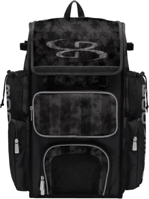 Boombah Superpack Bat Bag - Backpack Version (no wheels) - Holds 4 Bats - USA Defend Black/Steel