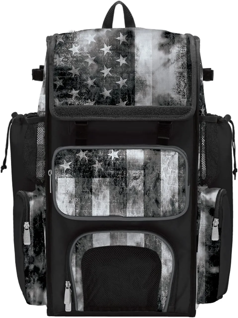 Boombah Superpack Bat Bag - Backpack Version (no wheels) - Holds 4 Bats - USA Old Glory Black Ops Bat Bag Black/Charcoal/White