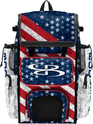 Boombah Superpack Bat Bag - Backpack Version (no wheels) - Holds 4 Bats - USA United Navy/Red/White