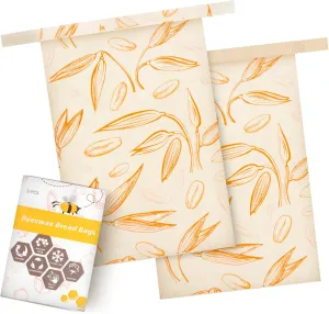 Bread Bags for Homemade Bread, Beeswax Bags for Sourdough, 12” X 17” Reusable Storage for homemade Fresh 2Pack