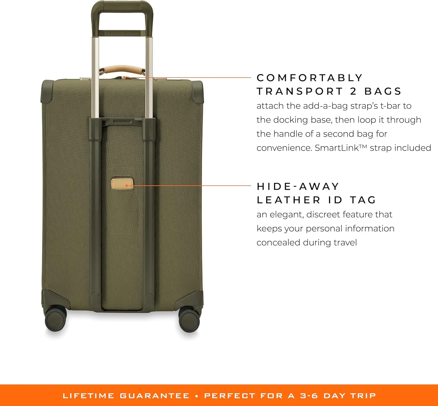 Briggs & Riley 26" Medium Expandable Spinner - Checked Luggage for Travel, Suitcases with Wheels, Softside Rolling Bag for Men & Women, Self-Repairing Zipper - Baseline Collection, Olive