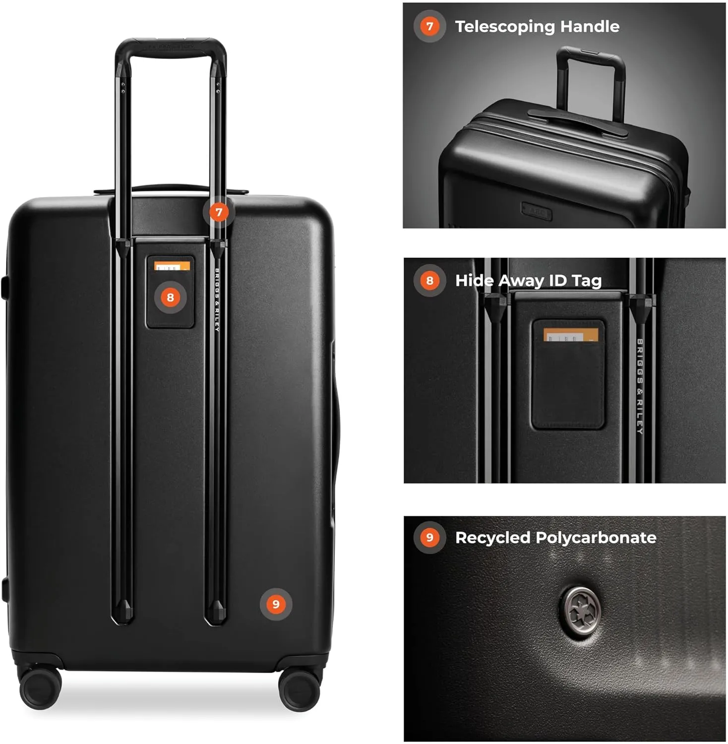 Briggs & Riley 27" Medium Expandable Spinner - Checked Luggage for Travel, Suitcases with Wheels, Hardside Rolling Bag for Men & Women, Self-Repairing Zipper - Sympatico Collection, Black