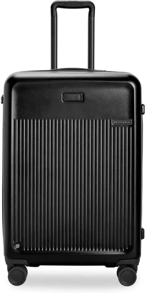 Briggs & Riley 27" Medium Expandable Spinner - Checked Luggage for Travel, Suitcases with Wheels, Hardside Rolling Bag for Men & Women, Self-Repairing Zipper - Sympatico Collection, Black