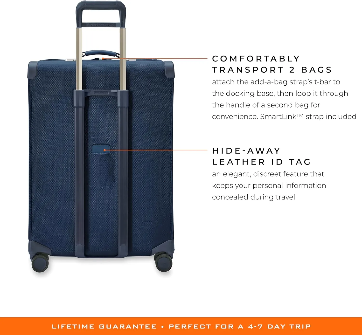 Briggs & Riley 29" Large Expandable Spinner - Checked Luggage for Travel, Suitcases with Wheels, Softside Rolling Bag for Men & Women, Self-Repairing Zipper - Baseline Collection, Navy