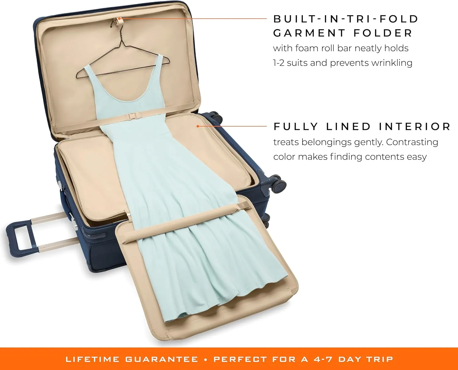 Briggs & Riley 29" Large Expandable Spinner - Checked Luggage for Travel, Suitcases with Wheels, Softside Rolling Bag for Men & Women, Self-Repairing Zipper - Baseline Collection, Navy